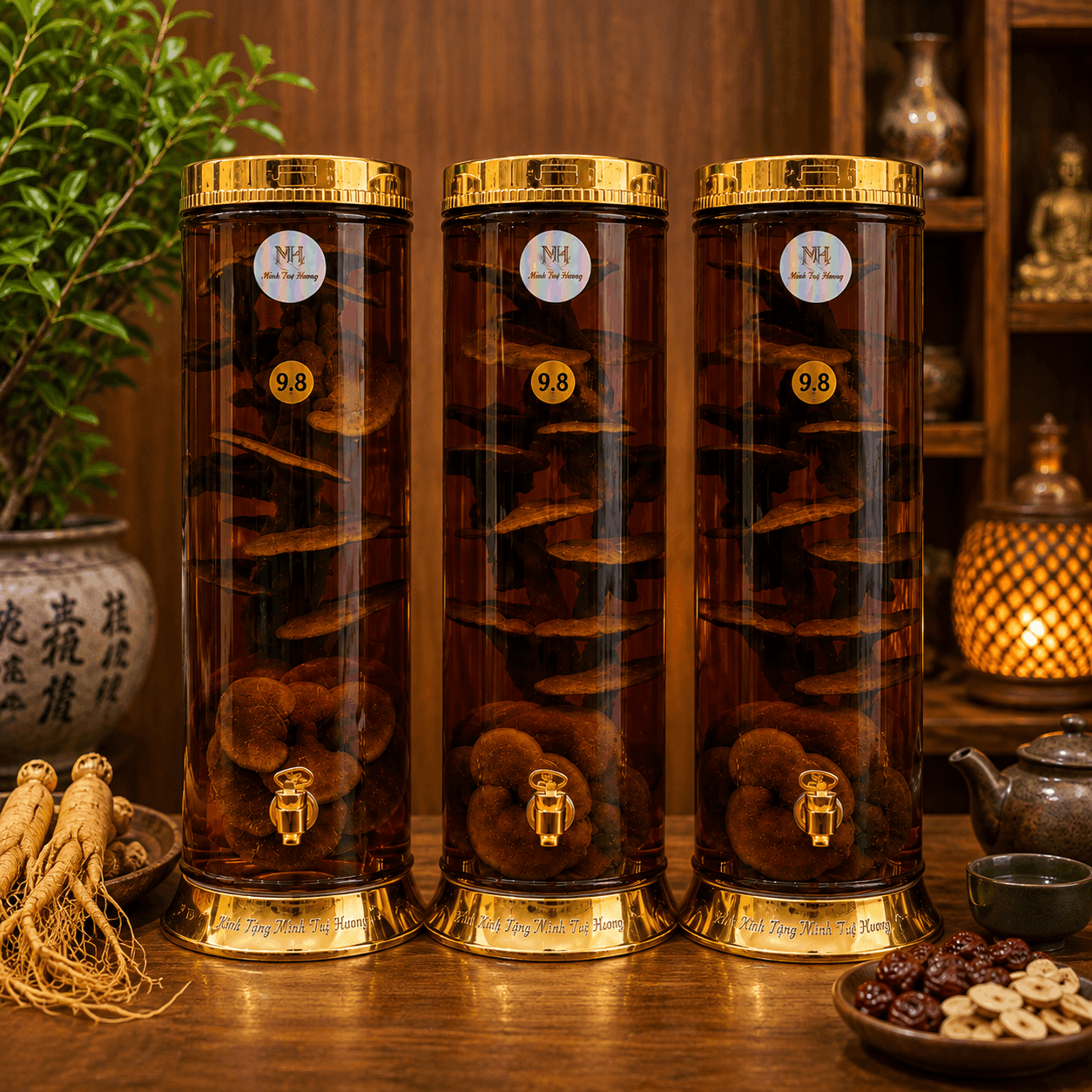 Rượu Ngâm Linh Chi 26 Độ Bình 9,8 Lít Cao 55cm – Bình Trưng Bày Sang Trọng Rượu Ngâm Linh Chi 26 Độ Bình 9,8 Lít Cao 55cm – Bình Trưng Bày Sang Trọng