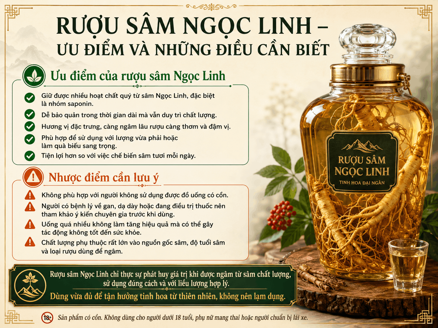 Rượu Sâm Ngọc Linh: Ưu Điểm, Hạn Chế Và Những Điều Cần Biết