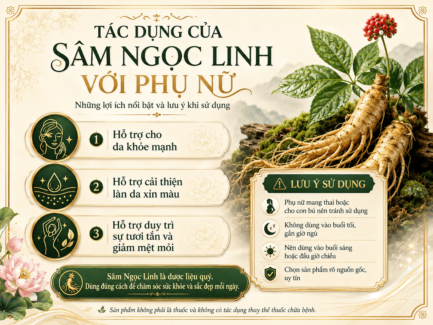 Tác Dụng Của Sâm Ngọc Linh Với Phụ Nữ Và Những Lưu Ý Khi Sử Dụng