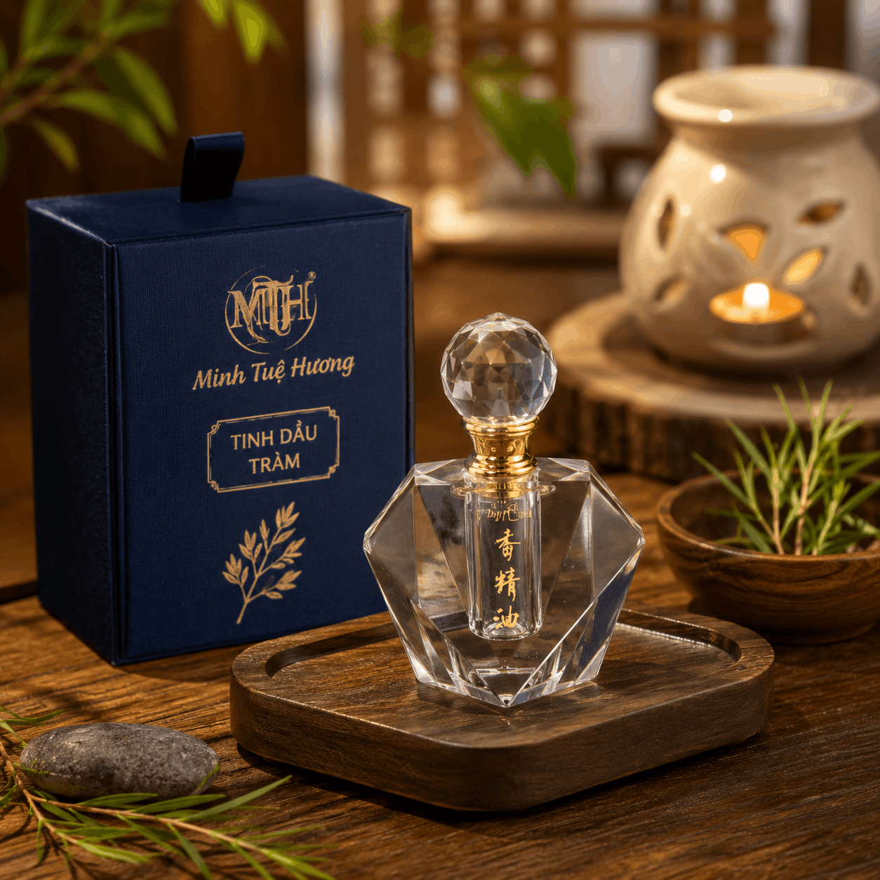 Tinh Dầu Tràm Minh Tuệ Hương – Chai Pha Lê Sang Trọng, Hương Thơm Dịu Nhẹ